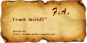 Frank Anikó névjegykártya